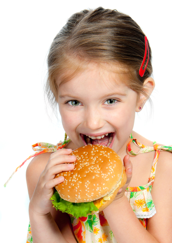 girl eating burger